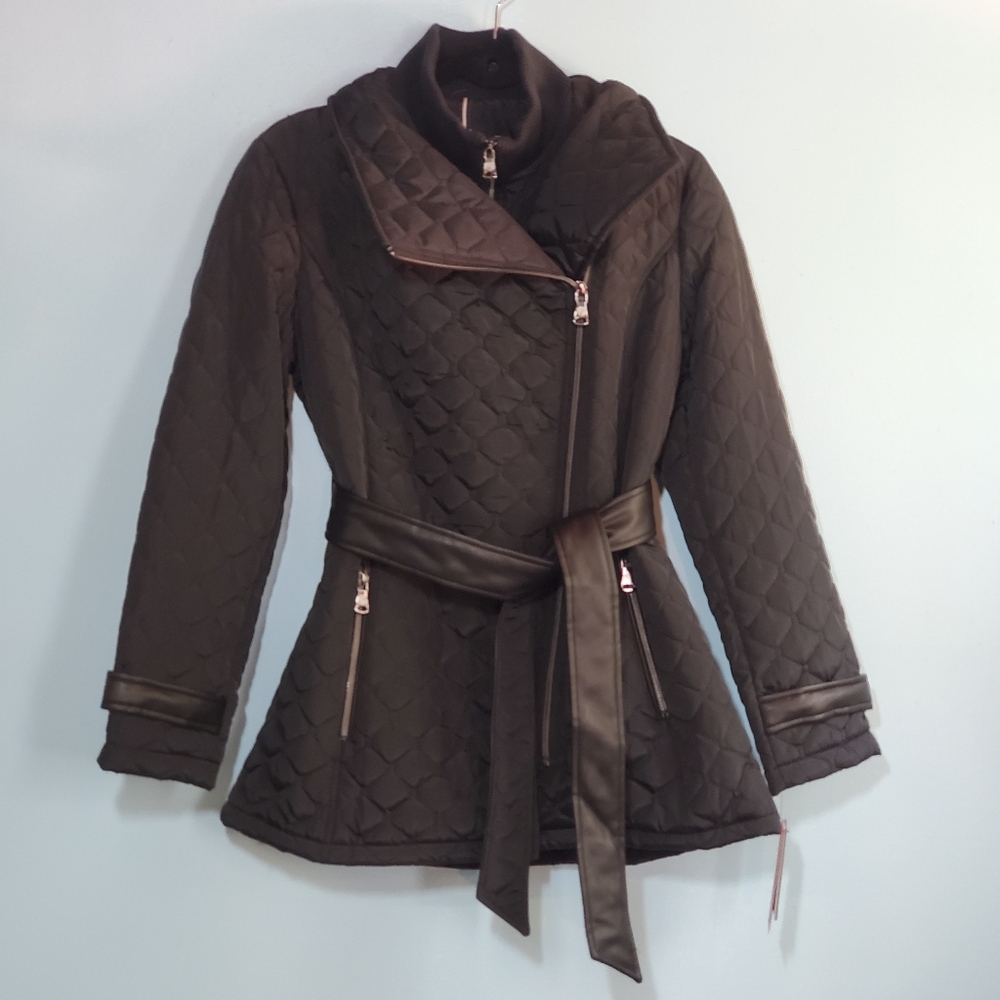 Vince Camuto Asymmetrical Zip Tie Waist Jacket - Picture 4 of 7